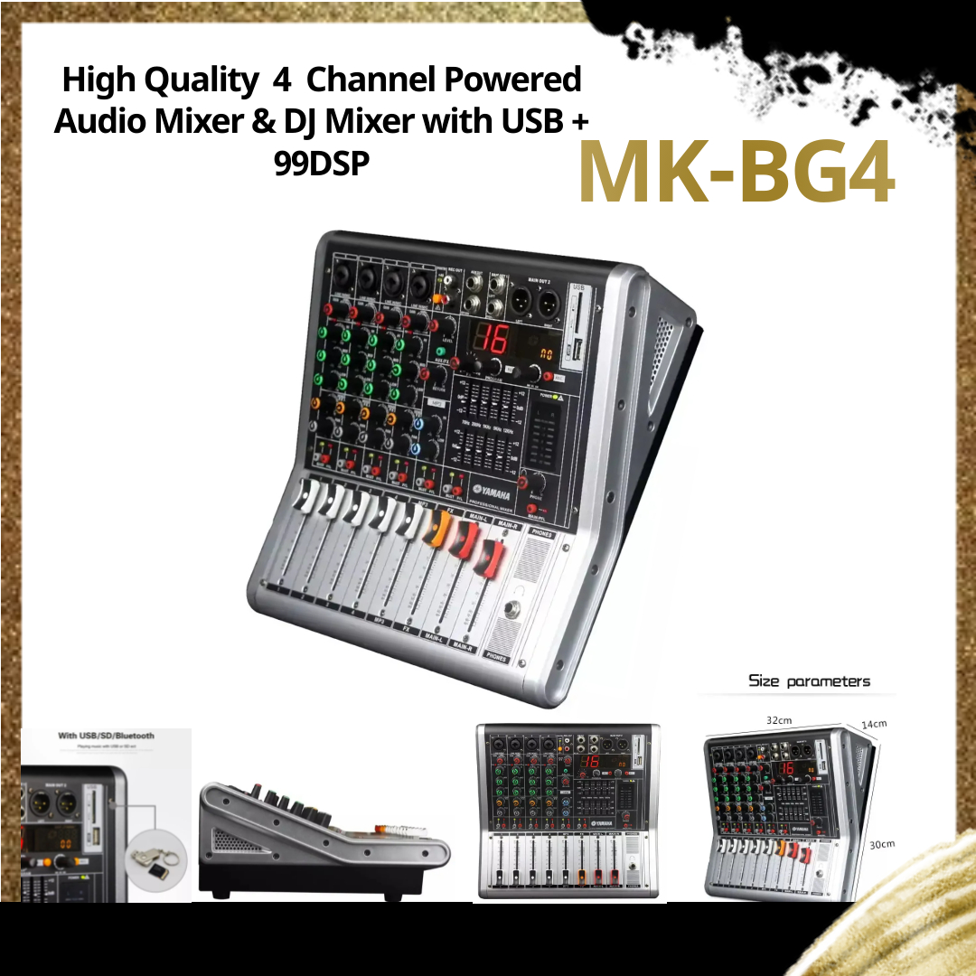 High Quality  4  Channel Powered Audio Mixer & DJ Mixer with USB + 99DSP